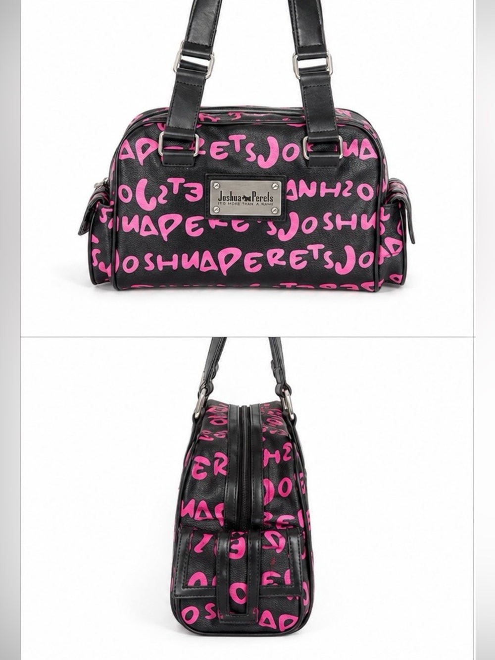 Joshua Perets Graffiti Print Purse Y2K Pink Black Shoulder Bag